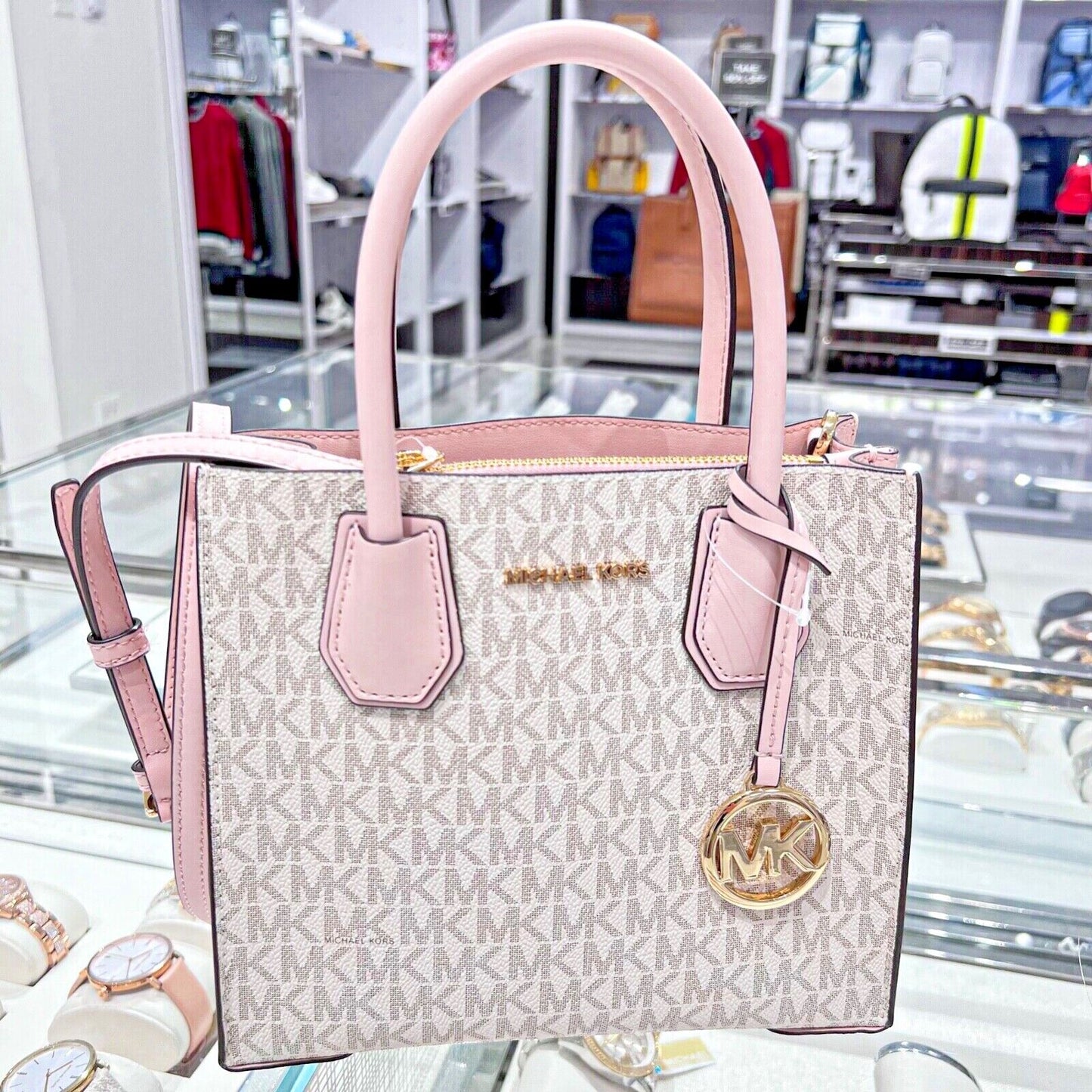 Michael Kors Mercer Messenger: Your Must-Have Vanilla Powder Blush Crossbody Bag!